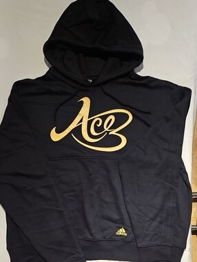 adidas Men’s Black Crewneck Hoodie with Gold Ace Logo